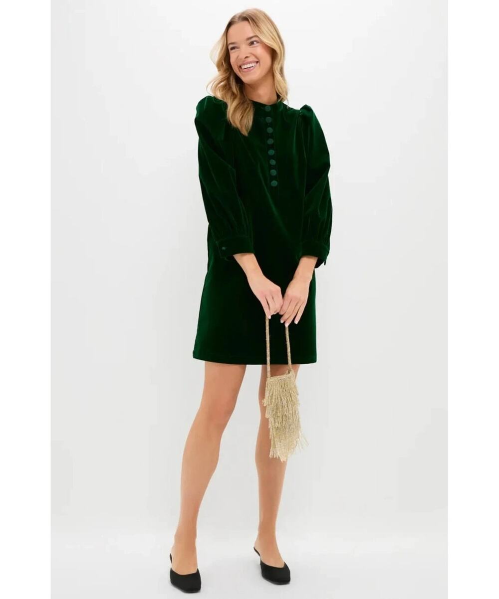 Pomander Place Tuckernuck Hunter Green Velvet Samantha Dress Small New